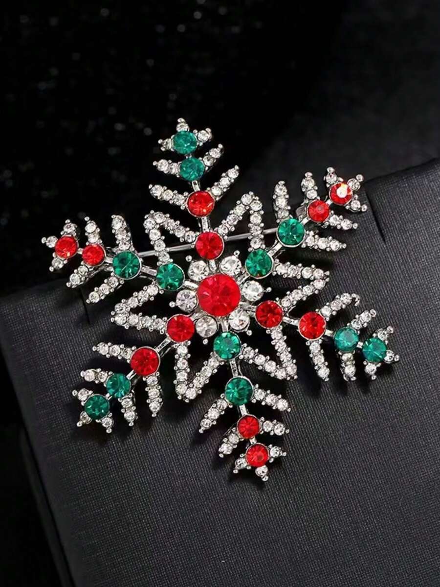 1 pieza Nuevo broche de moda con diseño de copo de nieve navideño, elegante pin personalizado como regalo para mujeres - copo de nieve - Ver 1