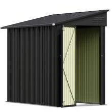 Flamaker 8x4 FT Outdoor Storage Shed, Lean To Storage Shed, Garden Tool Metal StorageHouse With Lockable Door, 2 Air Vents And Sloped Roof For Backyard, Patio, Lawn, Black - màu đen - Xem 6