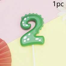 10 件/1 件绿色卡通恐龙数字 0-9 蛋糕装饰蜡烛，适用于生日周年纪念派对恐龙主题蛋糕装饰用品 - 彩色 - 查看 14