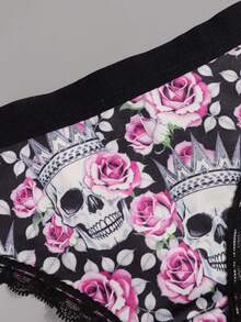 Dircho 8条性感可爱哥特风撞色蕾丝丁字裤，印花舒适丝滑贴身内裤，女士内衣裤 - 彩色 - 查看 6