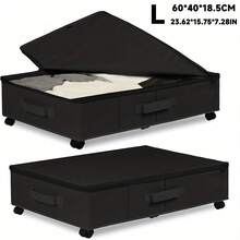 Large-Capacity Wheeled Under-Bed Storage Box, Foldable Storage Container With Casters, Ideal For Clothes, Bedding, Toys, Saves Space In Bedrooms And Dorm Rooms, Organizes Belongings, Christmas Decor, Perfect For The Holidays, 4 Styles Available, Home Organization Storage Box - màu đen - Xem 1