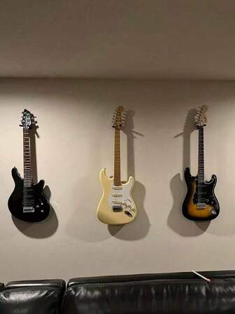 1/2 Stücke Schwarze Gitarren Wandhalterung - Eisen, hält Akustik- & E-Gitarren sowie Ukulelen sicher, ideal für Schlafzimmer Aufbewahrung, Gitarren Zubehör