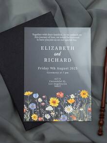 Elegant transparent akrylbröllopsinbjudningskort, blommig akvarelldesign - Anpassningsbar bruddusch-/trädgårdsbröllopsinbjudan. Unik blommig akrylbröllopsinbjudan - Transparent bruddusch-/trädgårdsbröllopsfestinbjudningskort, anpassningsbara bröllopstillbehör - Multifärgad - Visa 22