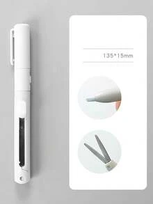 1pc Simple Solid Color Pen Style Dual Head Dual-Purpose Knife Mini Engraving Knife Scissors Paper Trimming Art Knife