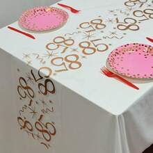 1pc Rose Gold Number Birthday Table Runner, 45th Birthday, 11.02*108.27/196.85/393.7 Inches, Birthday Party Decoration, Anniversary Retirement Party Supplies, Birthday Celebration, Party Supplies, Father's Day, Mother's Day - Rose Gold - View 8