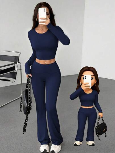 AITYI Studio Women's 2-Piece Set, Minimalist & Fashionable, Comfortable & Warm, Casual Daily, Outdoor, Fitness, Shaping, Tight-Fitting, Y2K Style, Double-Layer Waistband Design, Street, Gathering, Party, Back To School, Graduation, Christmas, New Year, Thanksgiving, Autumn/Winter Knit Suit, Well Fit