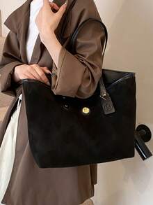 Dedoo 1个高品质时尚奢华手提包，2025新款多功能托特包，大容量单肩包，适合作为女友礼物、购物、约会、旅行、工作和其他场合使用。 - 黑色 - 查看 7