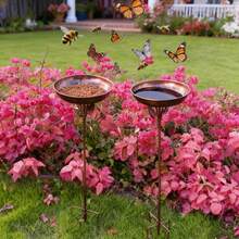 1个铁质金属鸟类喂食器兼洗澡碗，户外花园鸟类及宠物用品，动物喂食器