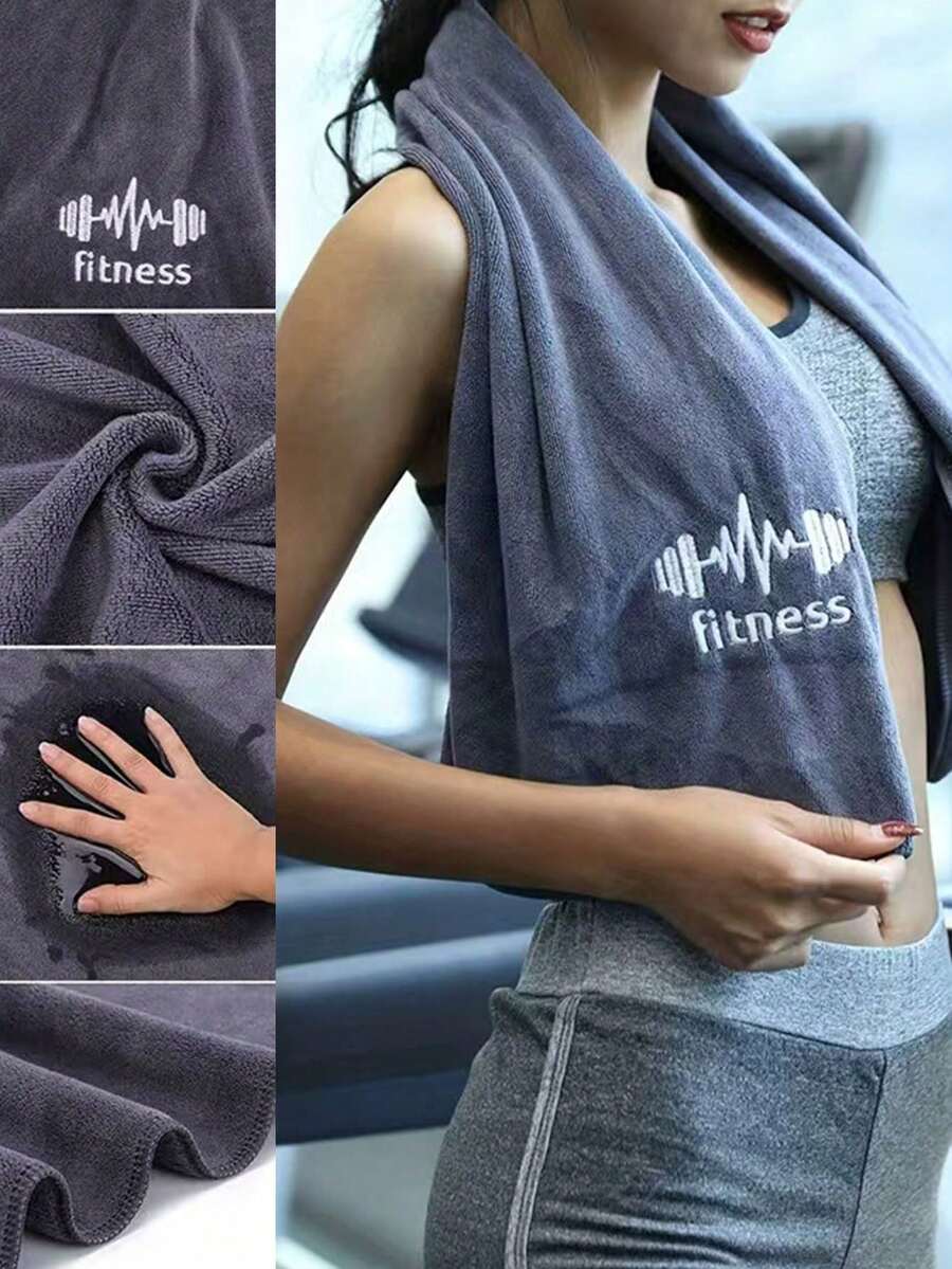 2 Stücke multifunktionale Mikrofaser Fitness Handtücher, Fitnessstudio Club Handtücher, Sport Polsterung, Trainingsgeräte Matten, weiche saugfähige schnelltrocknende Badetücher, exquisit bestickte Gesichtswasch-Handtücher, Dusch- und Badetücher für Fitnessstudio, Training, Laufen, Yoga und Outdoor Schweiß Abwischen - Verschiedenfarbig - Übersicht 1