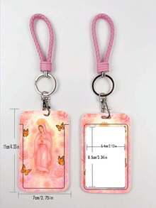 1pc Pink ABS Rope Virgin Mary Pattern Fashion Keychain Pendant, Bag Charm, Student Bus Protector - Multicolor - View 7
