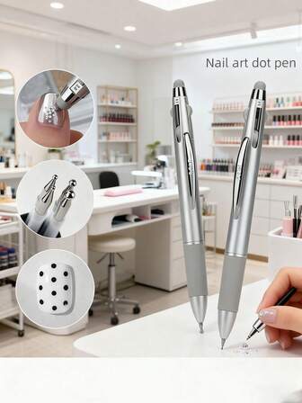 四合一美甲点彩笔，集波浪点彩笔、花朵点彩笔和水钻点彩笔于一体，配有柔软硅胶海绵头，家居用品
