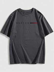 Men's Casual Versatile Simple English Slogan Graphic Short Sleeve T-Shirt