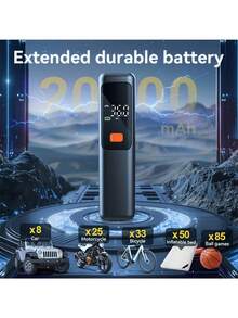 便攜式充氣泵 150 PSI 輪胎充氣機，附顯示螢幕、USB 快充、自動斷電保護，適用於汽車、自行車、摩托車、籃球、足球，適合駕駛者與單車騎士的輕巧便攜充氣泵 - 彩色 - 查看 6