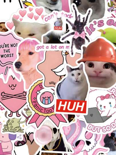 50pcs Funny Sticker Set, Stickers, Cartoon Stickers, Humorous Stickers, Stickers, Waterproof Vinyl Stickers, Decorative Stickers For Laptop, Skateboard, Water Bottle, Notebook