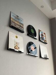 Black Vinyl Record Display Shelf, Wall Mounted Acrylic Storage Rack For Displaying Vinyl Records, Magazines, Photos, Books - Multicolor - View 5