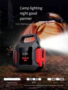 Black & Red Car Jump Starter, Backup Battery Pack, Car Starter, Auto Rescue Device, Emergency Starter, Car Charger, Car Jumper, Outdoor Essential