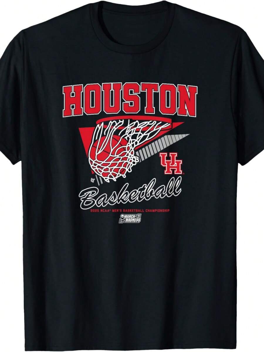 Houston Cougars Basketball_ 2025 March Madness Net - NCAA T-Shirt - màu đen - Xem 1