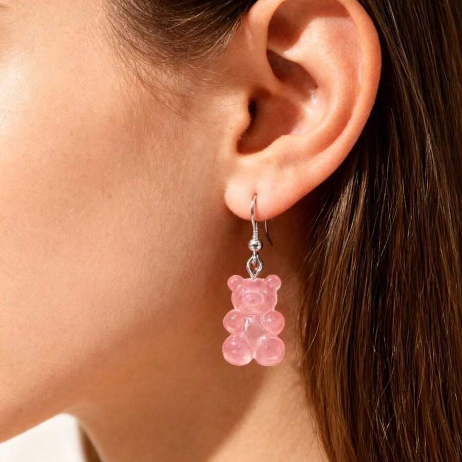 16 Pieces Rainbow Bear Resin Color Mixing Sweet Fun Summer Girly Girl Girlfriends Vacation Leisure Beach Travel Fashion Women Earrings Set Party Favors,Halloween, The Best Choice For Christmas Party Gifts - 彩虹小熊樹脂耳飾套裝 - 查看 1