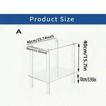 Mesa lateral pequena em acrílico transparente, com suporte para revistas/mesa de cabeceira/mesa de chá, ideal para sala de estar, quarto e decoração de espaço ao lado do sofá. Design moderno e minimalista com prateleira transparente para armazenamento, otimizando espaço. Leve e fácil de montar, com estrutura resistente. Perfeita para ambientes pequenos. - Transparente - Ver 13