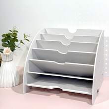 1 pieza Soporte de documentos con forma de abanico, organizador de archivos de escritorio multicapa, estantería de clasificación de archivos, estantería de almacenamiento de escritorio creativa - Una pieza - Ver 7