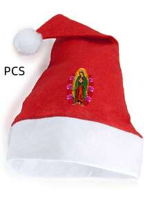 Our Lady Virgen De Guadalupe Santa Hat Confortable Velvet Red Christmas Hat For Christmas Party Favors Fit For Adults And Kids - Red and White - View 1