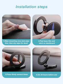 Metal Magnetic Car Phone Holder – 360° Rotating & Folding Design, Powerful Neodymium Magnets, Universal Fit For All Smartphones, Easy One-Hand Operation, Compact & Stable, Premium Dashboard Or Center Console Mount - Black - View 12