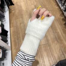 1 Pair Women's Fingerless Fuzzy Gloves, Princess Style, Warm For Autumn/Winter, Touch Screen Friendly