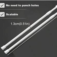 2 件装现代可调节伸缩窗帘杆 - 重型可伸缩杆，免钻孔伸缩杆，适用于淋浴房、衣柜、窗户、毛巾架 - 钢和塑料家居装饰 - 白色 - 查看 14