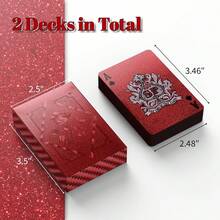 1PC Waterproof & Flexible Playing Cards With Box, Cool Design Great For Parties, Games, Gifting And Celebrations,Black Card,Gifting>Golden,Palying Cards - 紅色 - 查看 7
