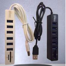 True 2.0 Splitter Hub2.0 Docking Station Usb2.0 File Transfer 6-Port USB+2-In-1 Card Reader Hub - Multicolor - View 1