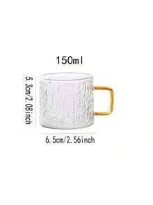 12/6/4/2件套 树皮纹理 150毫升 小巧可爱美观耐热透明浓缩咖啡玻璃杯，咖啡杯，玻璃杯，功夫热茶杯，咖啡配件茶具套装 - 無色 - 查看 5