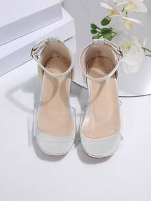 1 Pair Fashion Children High Heel Sandals, 2025 New Princess Style, Bohemian Style, Sandals Suitable For Casual, Vacation, Party And Wedding - Silver - View 5