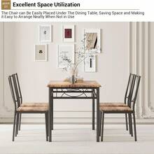 Mesa de comedor industrial de 5 piezas para 4, marco de metal pesado y mesa y sillas de madera, conjunto de muebles de cocina de ahorro de espacio para apartamento, restaurante, comedor - Sillas marrón-MDF - Ver 8