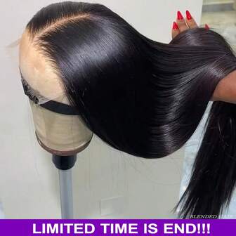 32 Inch Straight Lace Front Wigs Human Blended Hair 13x4 HD Transparent Lace Front Wigs For Black Women Natural Hairline Brazilian Virgin Hair Lace Frontal Wig 200% Density Pre Plucked With Baby Hair Hairline