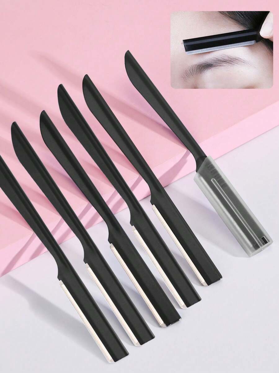 12/6/3/1 件套眉毛修剪器套装，多功能眉毛修剪器，带保护盖，集剃须、卸妆、脱毛、体毛修剪、去角质和去角质工具于一体，不锈钢锋利眉毛修剪器，配有精密保护盖，银色，适用于修剪眉毛、唇毛和腿毛，温和有效，眉毛美容工具套装，防刮眉毛修剪器，优质眉毛剃刀刀片，专为男士初学者设计，赠品，旅行，平价好物，旅行必备 - 黑色 - 查看 1