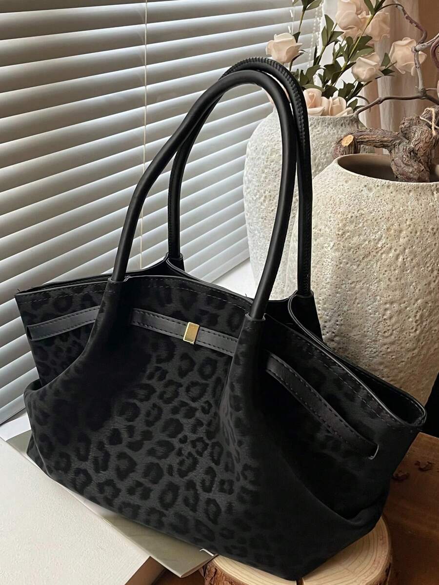 Nova Bolsa Feminina Retrô Fosco De Alta Qualidade Com Estampa De Leopardo, Bolsa Transversal, Bolsa Tote Multifuncional. - Multicolorido - Ver 1