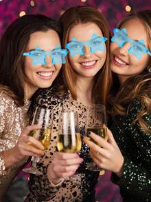 12 piezas Gafas de fiesta con forma de estrella sin marco, gafas de color de caramelo transparente de moda, recuerdos de fiesta, adecuadas para fiestas de piscina, fiestas de playa, fiestas de San Valentín, fiestas de verano, fiestas de cumpleaños, carnavales, eventos divertidos o regalos de fiesta, suministros para fiestas de Navidad, regalos de Navidad (Azul) - Multicolor - Ver 9