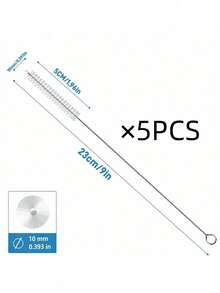 5支装可重复使用不锈钢清洁刷 - 完美清洁玻璃、硅胶、金属吸管等！非常适合作为复活节、教师节、生日、圣诞节礼物。吸管清洁工具，适合大学生使用，便携式宿舍吸管清洁刷。