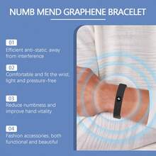 south moon Body Care Energy Wristband - Relieve Wrist Hand & Joint Pain Anti-Static Reduce Numbness & Anxiety Anti Stress Soothe Fatigue & Discomfort Promote Blood Circulation Adjustable Bracelet - Black - View 8