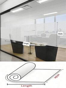 1卷磨砂窗膜，隐私窗贴，可移除静电吸附窗膜，紫外线阻隔条纹图案，适用于家庭和办公室 - 無色 - 查看 2