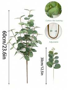 5pcs/3pcs/1pc 23.6 Inch Artificial Eucalyptus Branches, Realistic Touch, Green Fake Foliage Stems, Bulk Faux Plants For Wedding Bouquets, Vase Fillers, Home Decor, Office Farmhouse Style, Valentine's Day, Birthday, Graduation - Multicolor - View 10