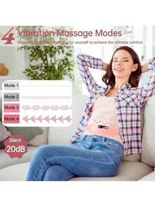 Rechargeable Cordless Heating Pad For Period Cramps Fast-Heated Belly Wrap With 3 Heat Levels & 4 Massage Modes Menstrual Back/Belly Pain Relief Warm Gift For Women - Pink - View 6