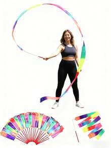1pc Gymnastics Ribbon Dance Sticks,Beach Outdoor Party Magic Wand Ribbon Gift, Shiny Colorful Gradient Artistic Rhythmic Dance Silk Ribbon , Rhythmic Dance Ribbon Gymnastics Ribbon Gift Streamer Baton Twirling Rod, Artistic Gymnastics Ballet Twirling Streamer Perfect For Artistic Dance Gymnastics, Performance