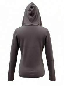 女士蕾丝拼接连帽打底衫，甜美针织套头衫，宽松版型，早春 - 灰色 - 查看 5