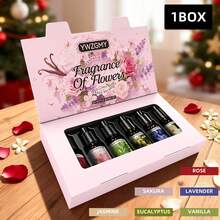 6pcs Aromatherapy Essential Oil Set - 1 Lavender, 1 Cherry Blossom, 1 Jasmine, 1 White Tea, 1 Rose, 1 Clove, Diffuser, Candle, Aroma Stone, Humidifier, Car Diffuser, Refill Oil, Halloween Gift - Rose Red - View 10