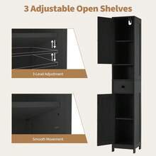 TEQIN 66.9" Tall Narrow Bathroom Storage Cabinet With 1 Drawer & 2 Door Cupboard, Adjustable Shelves, Open Shelf, Metal Handles And Hinges, Space-Saving Organizer For Bathroom, Kitchen, Or Living Room - 黑色 - 查看 5