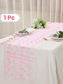 1件粉色蝴蝶结桌旗，75*180厘米纱布桌布，桌布，粉色生日装饰，蝴蝶结生日装饰，蝴蝶结派对装饰，婚礼装饰，婚礼用品，新娘送礼会回礼，生日装饰，婴儿派对装饰，派对用品，厨房用品，餐桌中心装饰 - 彩色 - 查看 9