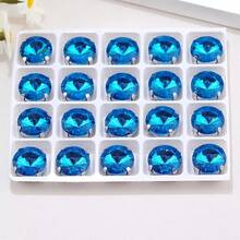 Rivoli Round Shape, 6mm,8mm,10mm,12mm,14mm,16mm,18mm, Glass Multi Colors Fancy Ellipse Shiny Handmade Sliver Metal Claw Base, Sewing Crystal Hand Sewn Rhinestone Decoration Beads Flat Back With Holes Gems DIY Accessories Sew On Stones Strass For Decorating Clothes, Dress, Bags, Shoes, Brooches, Earrings, Handicrafts - Rose Red - View 22