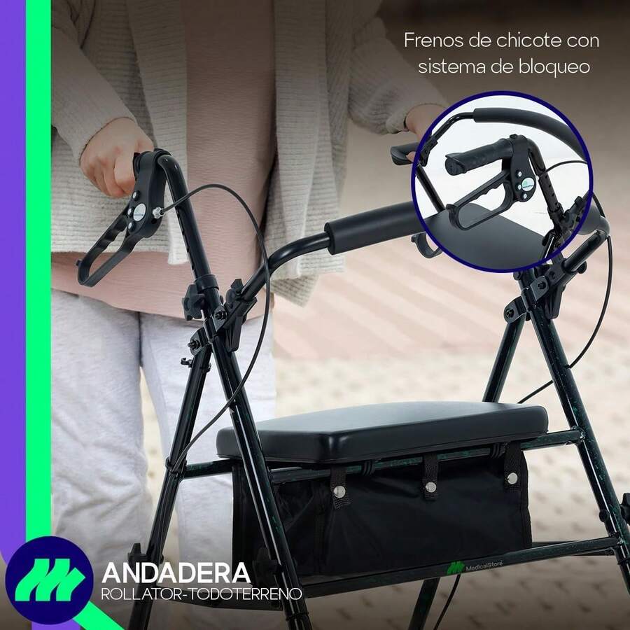 MEDICAL STORE Andadera Con Rueda De 6 Pulgada Rollator Andador De Acero Equipo De Rehabilitación Para Adultos Mayores Andador Rodante Para Personas Mayores Con Frenos De  Andador Plegable Para Apoyar A Una Persona Soporta hasta 135 Kg (Flama Verde) - Flama Azul - Ver 1