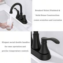 锌合金双鹰嘴浴室水龙头，双孔冷热水混合阀面盆水龙头，现代奢华风格，专用于浴室洗手盆 - 黑色 - 查看 2